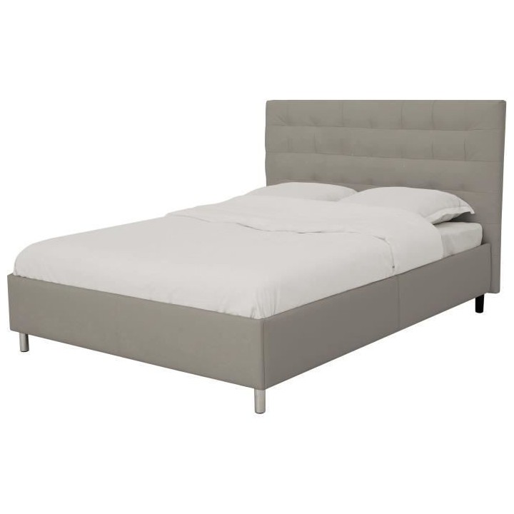 Lit adulte TYYLI 140x190 cm - Simili taupe