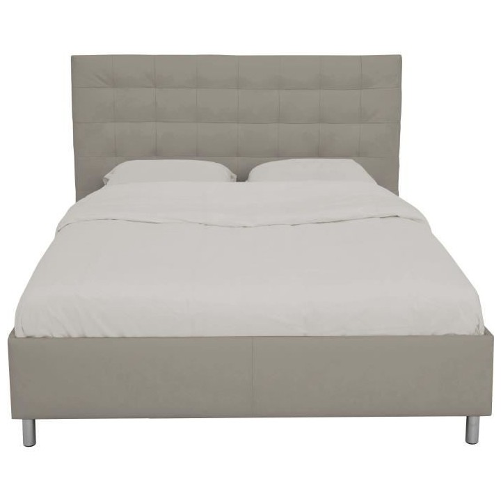 Lit adulte TYYLI 140x190 cm - Simili taupe