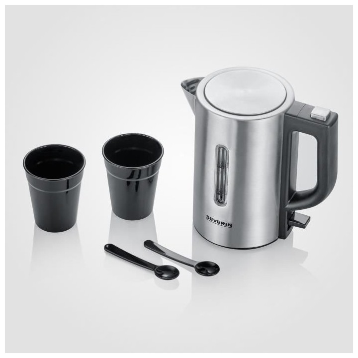 SEVERIN WK3647 Kit Bouilloire de Voyage - 0,5 L - 1100 W - Inox et noi