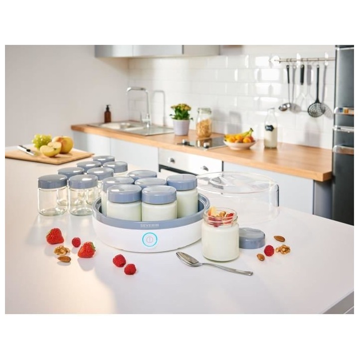 SEVERIN JG3520.760 Yaourtiere avec livre de recettes, 14 pots de 150 m