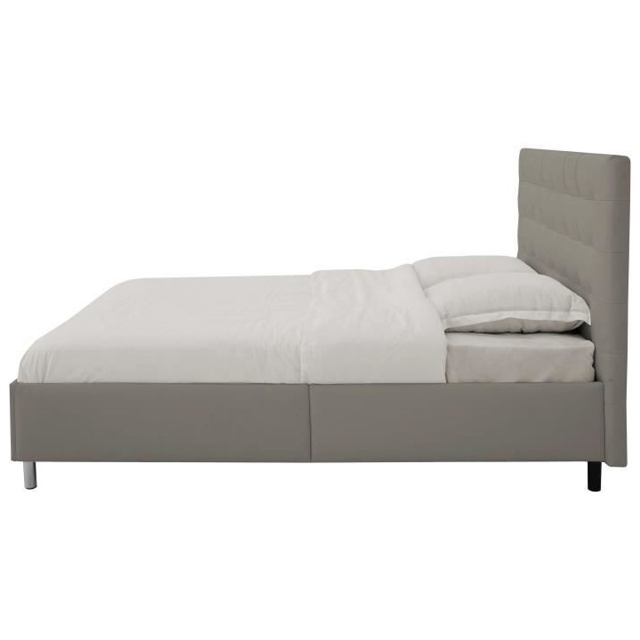 Lit adulte TYYLI 140x190 cm - Simili taupe