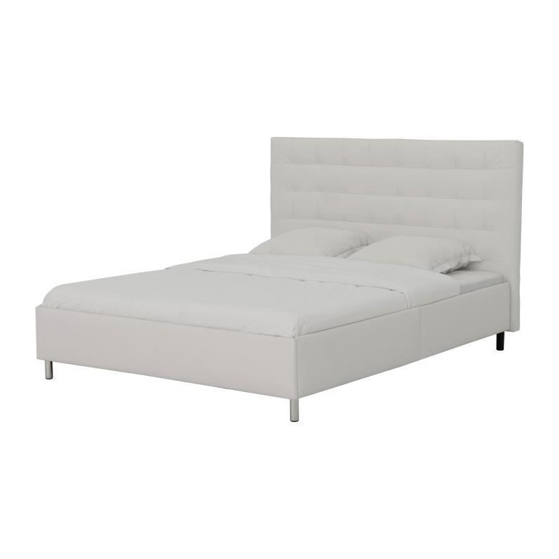 Lit adulte TYYLI 160x200 cm - Simili blanc