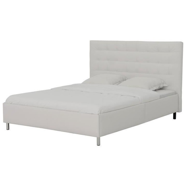 Lit adulte TYYLI 160x200 cm - Simili blanc