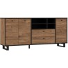 Buffet SEWILL - Décor chene et noir - 3 portes - L 180,8 x P 42 x H 81,6 cm