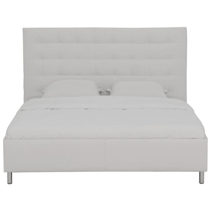 Lit adulte TYYLI 160x200 cm - Simili blanc