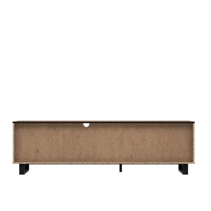 Meuble TV 3 portes 1 tiroir - Décor chene et noir - L 180,8 x P 42 x