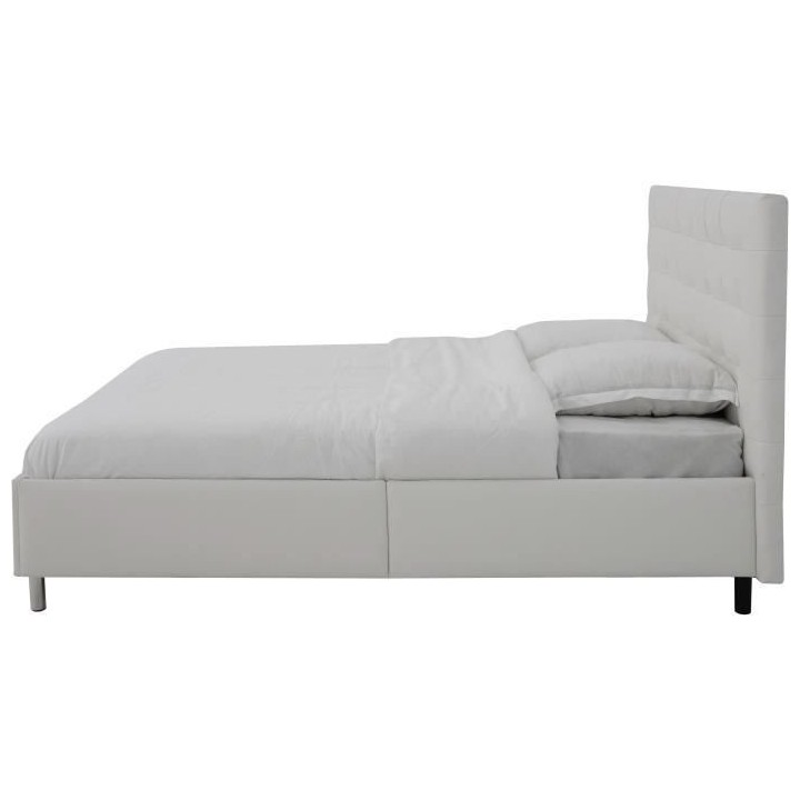 Lit adulte TYYLI 160x200 cm - Simili blanc