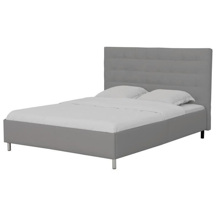 Lit adulte TYYLI 160x200 cm - Simili gris