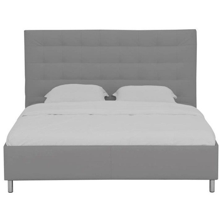 Lit adulte TYYLI 160x200 cm - Simili gris