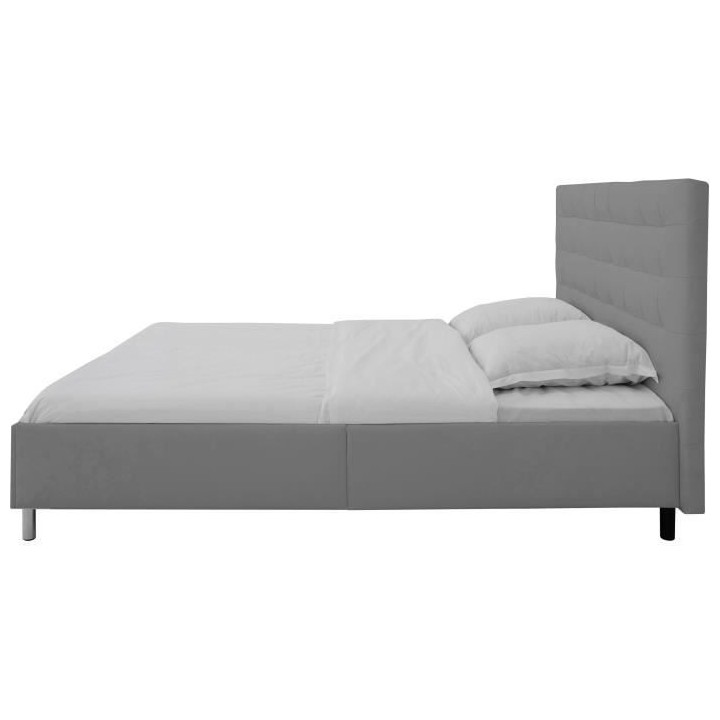 Lit adulte TYYLI 160x200 cm - Simili gris