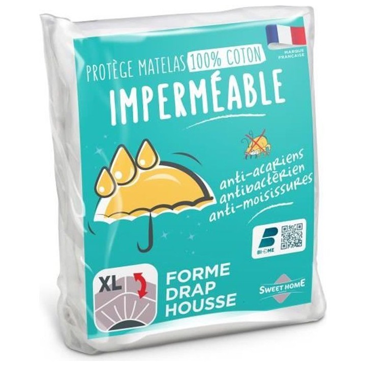 SWEETHOME Protege-matelas 100% coton - Imperméable - Anti-acariens -