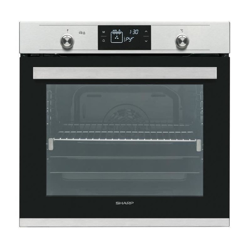 SHARP K71V28IM2 - Four électrique encastrable - 78 L - Pyrolyse - Chaleur tournante - Porte froide - Classe A - Inox anti trace