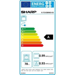 SHARP K71V28IM2 - Four électrique encastrable - 78 L - Pyrolyse - Chaleur tournante - Porte froide - Classe A - Inox anti trace