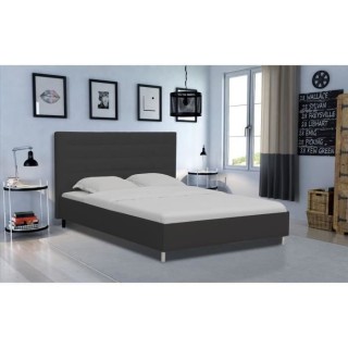 Lit adulte TYYLI 180x200 cm - Simili noir