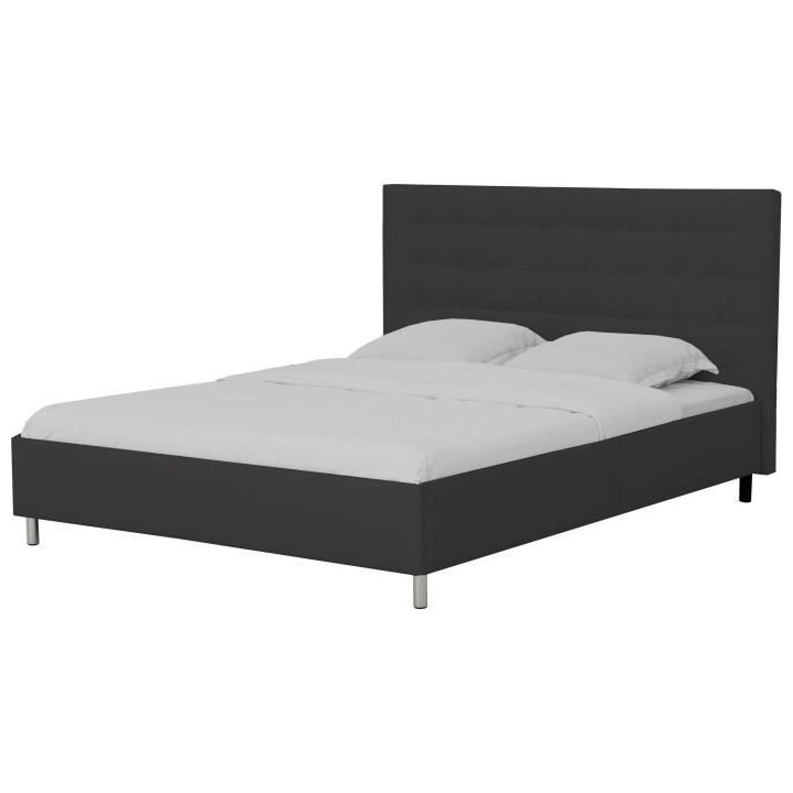 Lit adulte TYYLI 180x200 cm - Simili noir