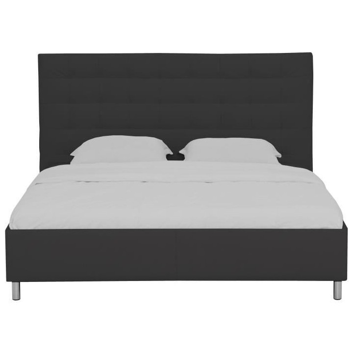 Lit adulte TYYLI 180x200 cm - Simili noir