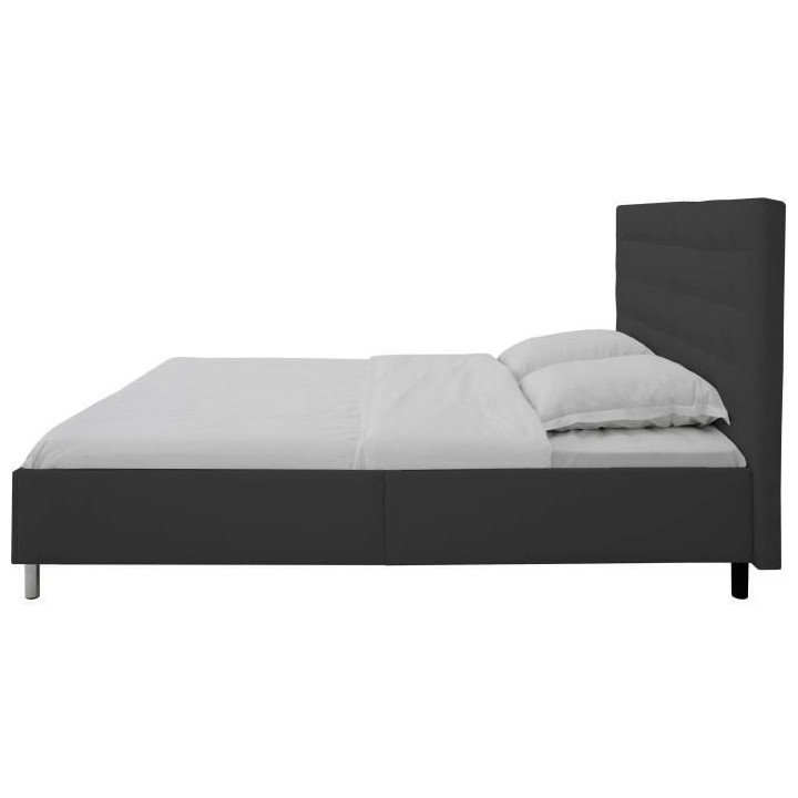 Lit adulte TYYLI 180x200 cm - Simili noir