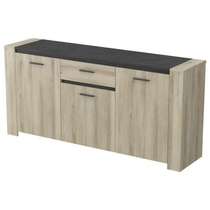 Enfilade - Panneaux de particules - Décor chene brossé - 3 portes +