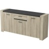 Enfilade - Panneaux de particules - Décor chene brossé - 3 portes + 1 tiroir - Sheffield - L 189,4 x P 44,9 x H 88,9 cm - DEME