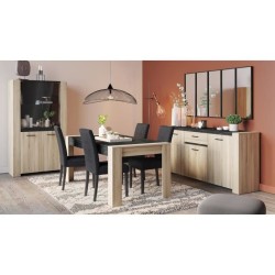 Enfilade - Panneaux de particules - Décor chene brossé - 3 portes + 1 tiroir - Sheffield - L 189,4 x P 44,9 x H 88,9 cm - DEME