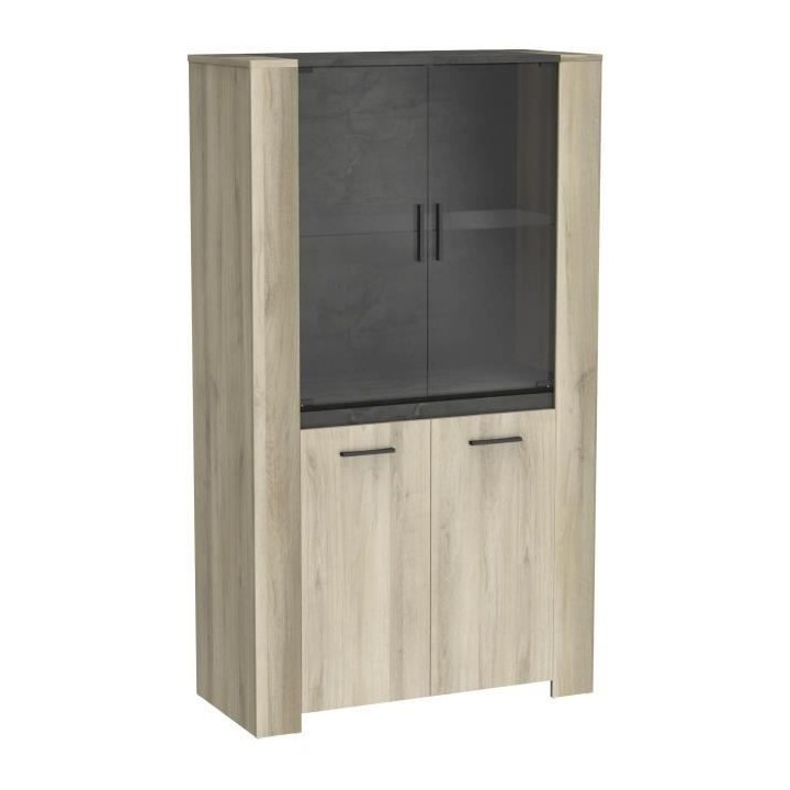 DEMEYERE Ensemble Enfilade 4 portes + Vitrine 2 portes + Table L 170 c