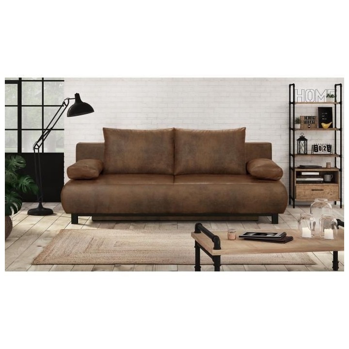 SHILO Banquette 3 places convertible + coffre de rangement - Tissu Cog