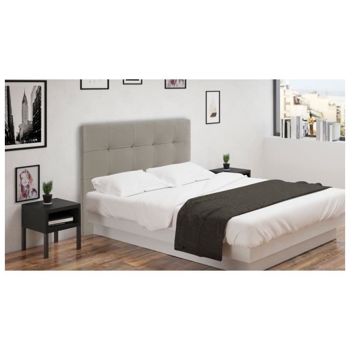 Tete de lit HERA - Simili Taupe - Pour couchage 140 et 160 - 165 x 120