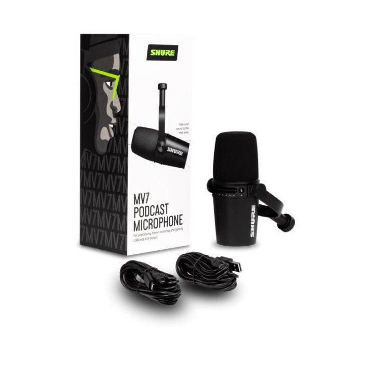 SHURE MV7-K - Streaming - Microphone dynamique pour podcast USB/XLR av