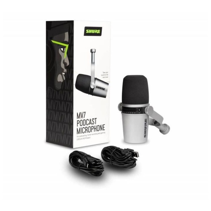SHURE MV7-S - Streaming - Microphone pour podcast USB/XLR avec applica