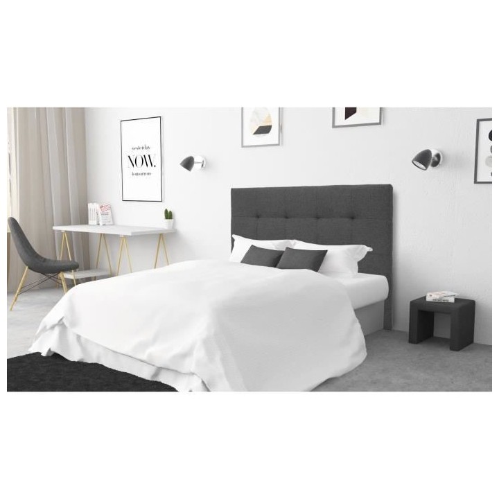 Tete de lit HERA - Gris Anthracite - Pour couchage 140 et 160 - 165 x