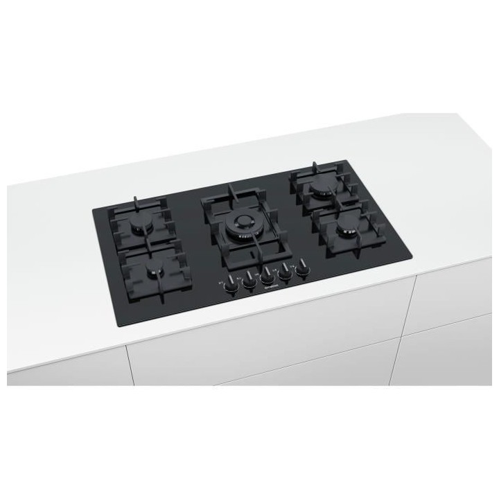 SIEMENS EP9A6QB90 TABLE GAZ - 90CM - 4F+WOK - FLAMESL - VERRE NOIR