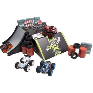 Circuit avec 4 petites voitures a friction + Accessoires - EXOST JUMP