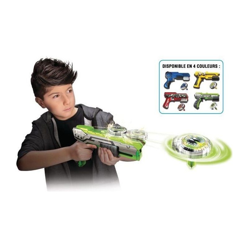 SPINNER MAD - 1 pistolet Blaster lanceur de toupies + 1 Toupie de combat -disponible en 4 couleurs aléatoires