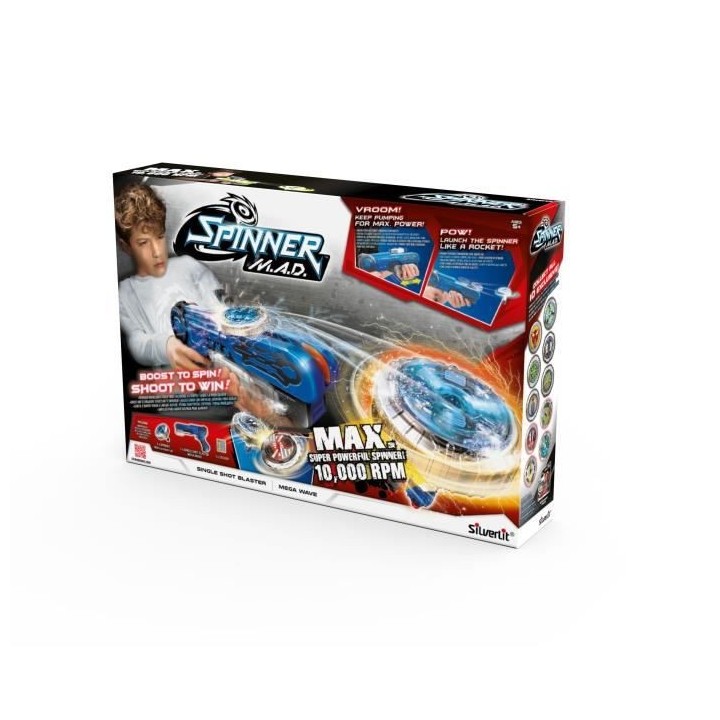 SPINNER MAD - 1 pistolet Blaster lanceur de toupies + 1 Toupie de comb