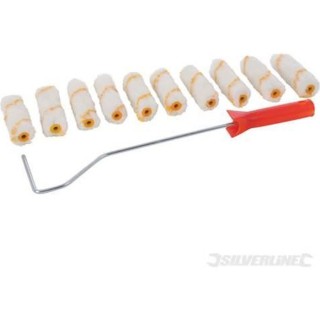 SILVERLINE Kit peinture : mini-monture pour rouleau avec 10 manchons