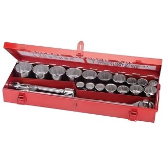 SILVERLINE Coffret clés et douilles métriques 3/4, 21 pieces - Bleu