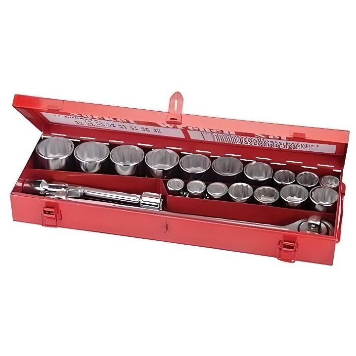 SILVERLINE Coffret clés et douilles métriques 3/4, 21 pieces - Bleu