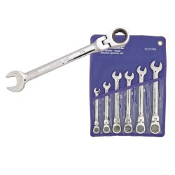 SILVERLINE Trousse de 6 clés mixtes a cliquet a tete inclinable