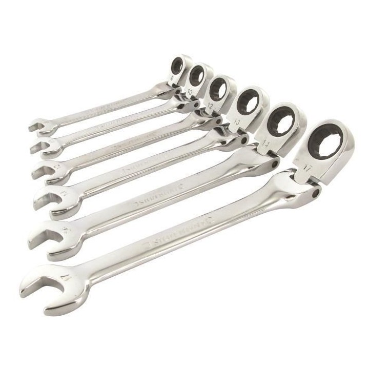 SILVERLINE Trousse de 6 clés mixtes a cliquet a tete inclinable