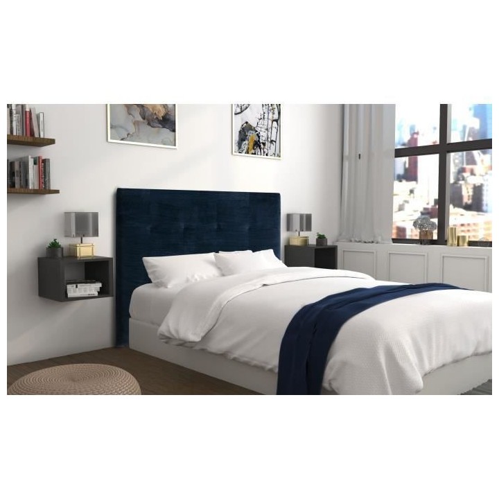 Tete de lit HERA - Velours Bleu Marine - Pour couchage 140 / 160 ou 18