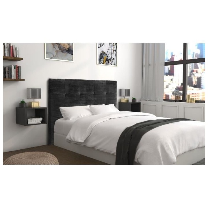 Tete de lit HERA - Velours Gris Vison - Pour couchage 140 / 160 ou 180