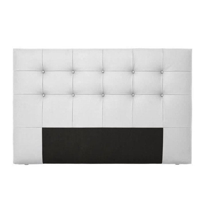 Tete de lit capitonnée ARGOS - Simili Blanc - Pour couchage 140 et 16