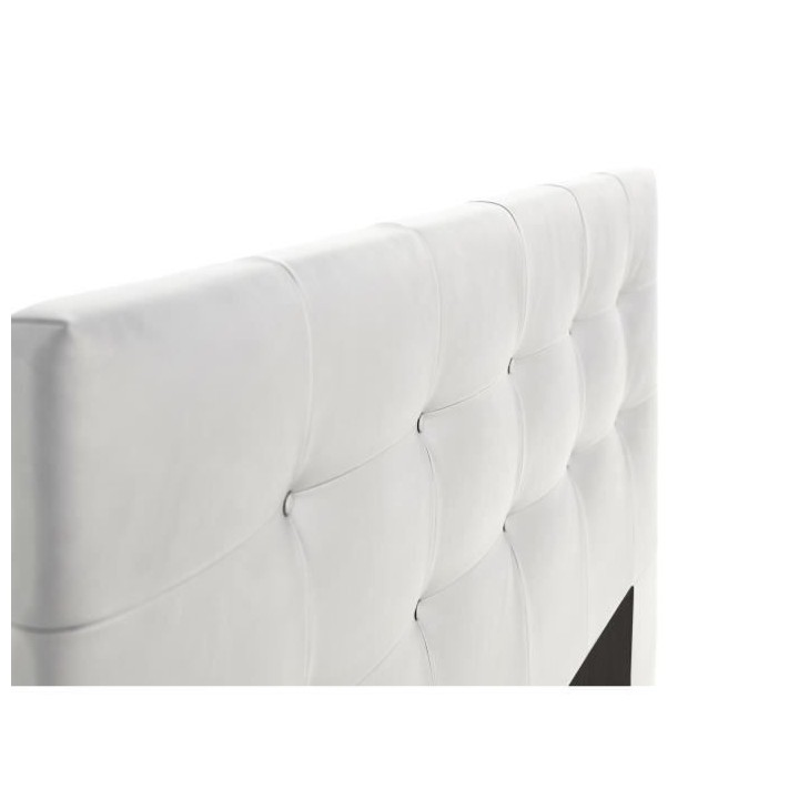 Tete de lit capitonnée ARGOS - Simili Blanc - Pour couchage 140 et 16