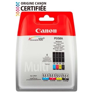 CANON Pack de 4 cartouche d'encre CLI-551 Noir/Cyan/Magenta/Jaune
