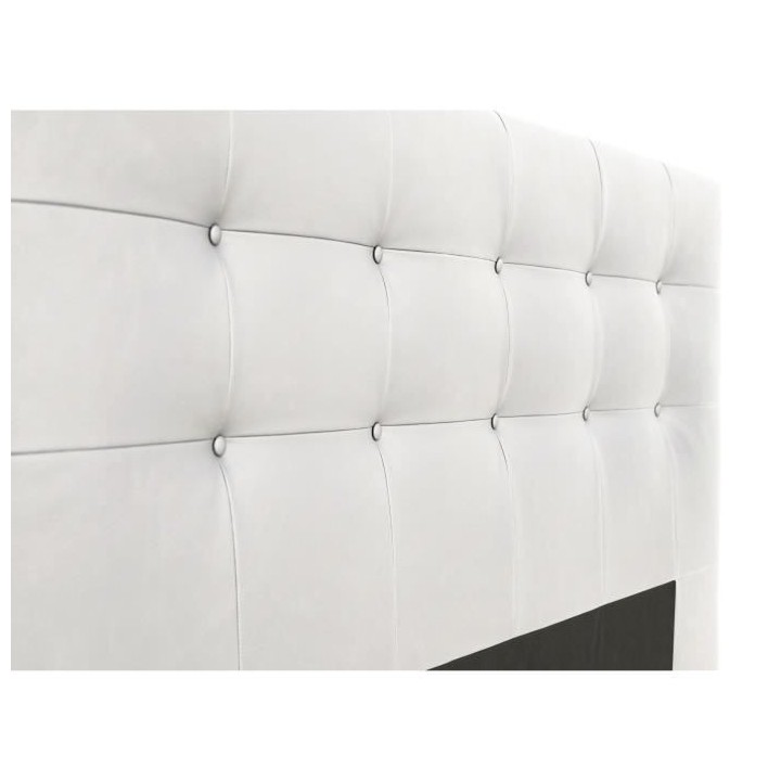 Tete de lit capitonnée ARGOS - Simili Blanc - Pour couchage 140 et 16