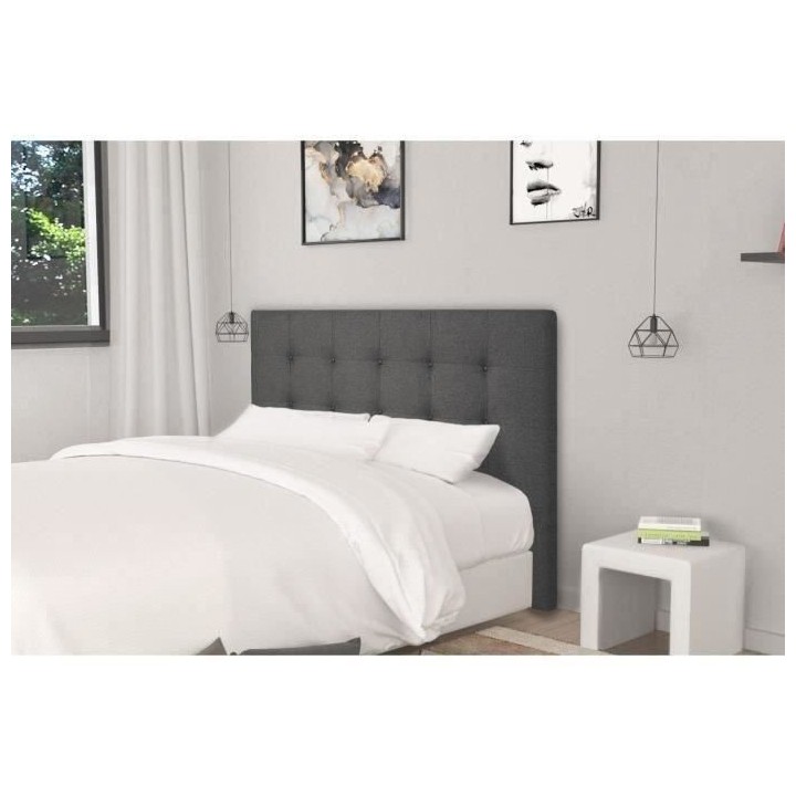 Tete de lit capitonnée ARGOS - Tissu Anthracite - Pour couchage 140 e