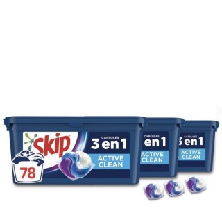 SKIP Lessive Ultimate Capsules Trio Active Clean - 78 Lavages (Lot de