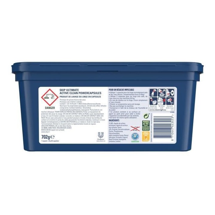 SKIP Lessive Ultimate Capsules Trio Active Clean - 78 Lavages (Lot de