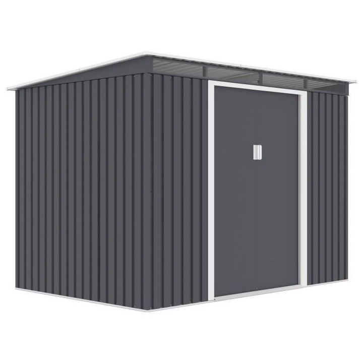 Abri de jardin en métal 4,72 m² - Kit d'ancrage inclus - Gris anthra