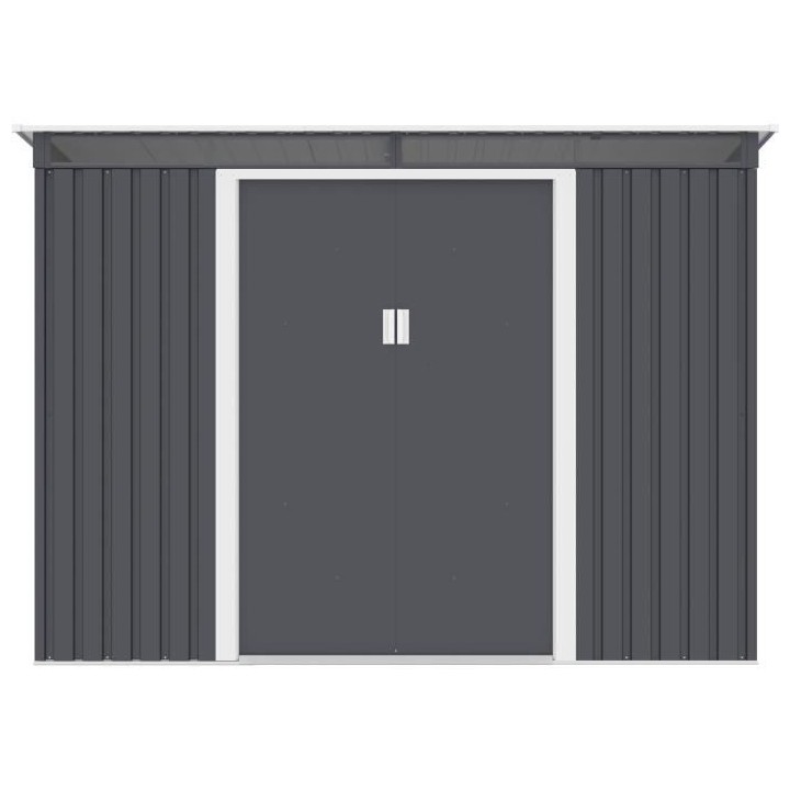 Abri de jardin en métal 4,72 m² - Kit d'ancrage inclus - Gris anthra